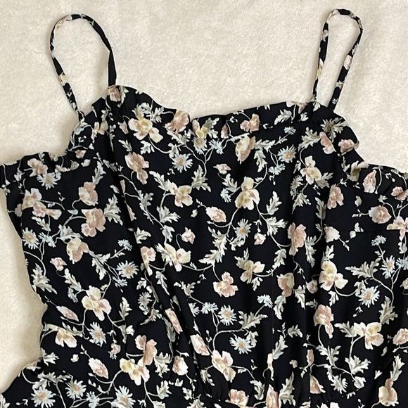 CECE Womens Black Printed Spaghetti Strap Straight leg Jumpsuit Size 10 - Picture 2 of 13